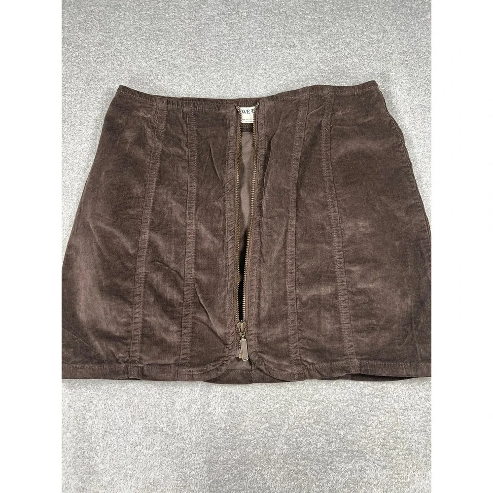 We The Free Free People Brown Corduroy Mini Skirt Size‎ 6 Front Zip Seamed Boho